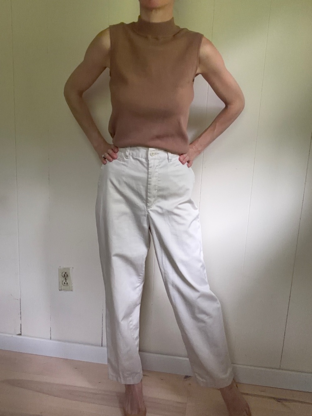 lightweight cotton tan chinos minimalist European summer